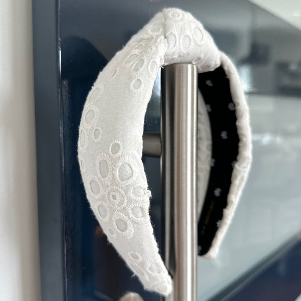 Lele Sadoughi Eyelet Knotted Headband, White